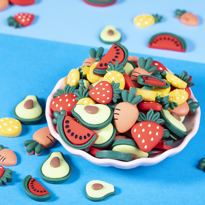 Cartoon fruit resin accessories, simulated strawberries, watermelons, pineapples, diy cream glue phone cases, patches, hair accessory materials Specification image