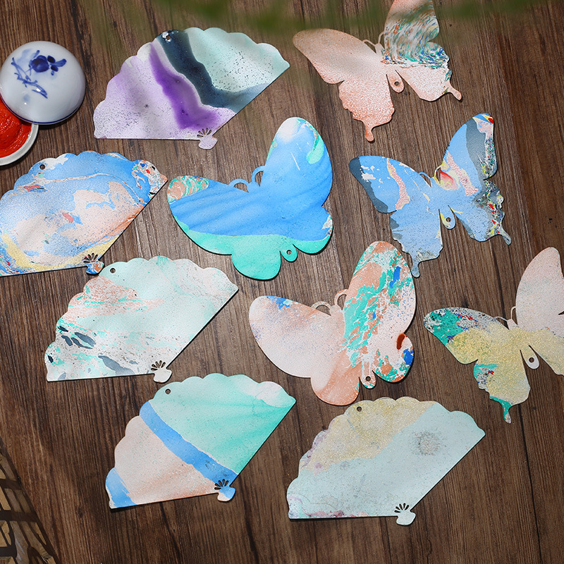 Special hollowed-out bookmark pendant for bleaching paint, DIY creative material package, calligraphy, Xuan paper, card paper, lacquer paint details Picture
