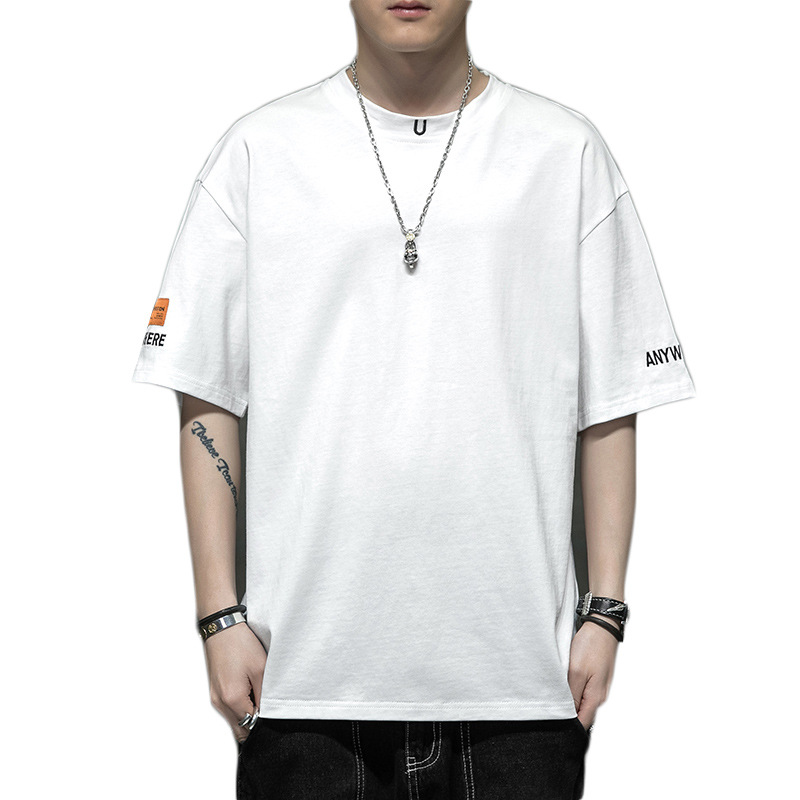 Summer 2024 Short-sleeved T-shirt for men, round-neck casual half-sleeved base layer, trendy top, embroidered pure cotton T-shirt for men Item Picture