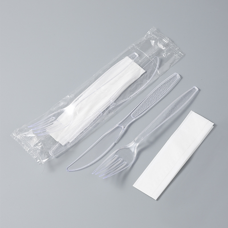 Monte Ps Transparent Heavy Leather Grain Knife, Fork And Paper Towel 3-Piece Set
