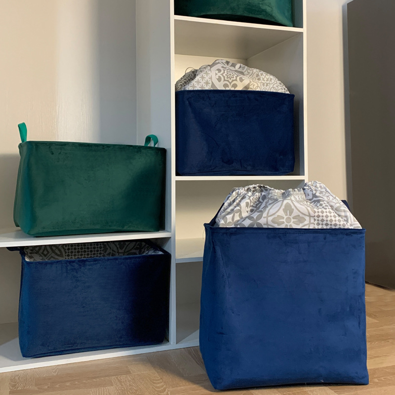 Velveteen belt bunching quilt storage bag Household moving bag Toy clothes dust-proof doggy bag wardrobe storage bucket
