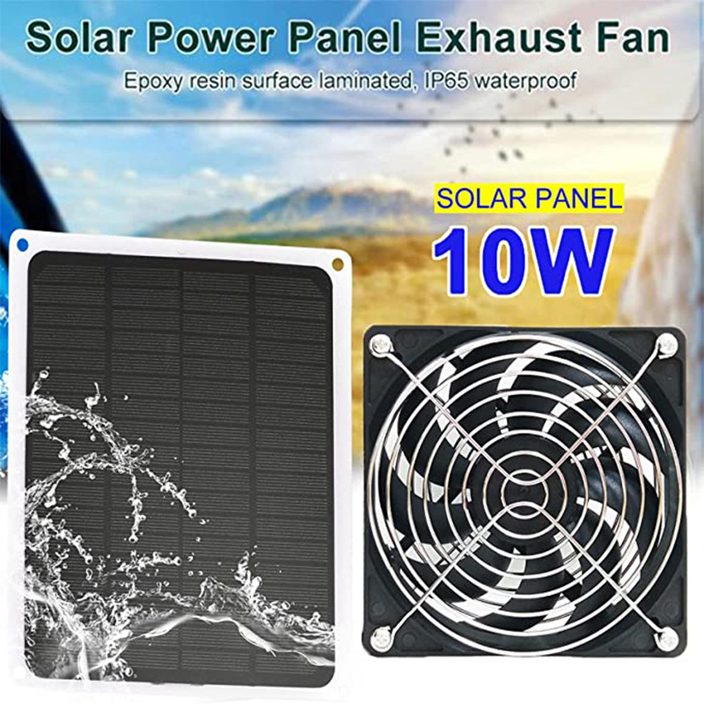Cross-Border Single Crystal Solar Panel 10W Power Generation Panel Charging Panel Outdoor Pet Chicken Coop Cooling Fan Exhaust Fan