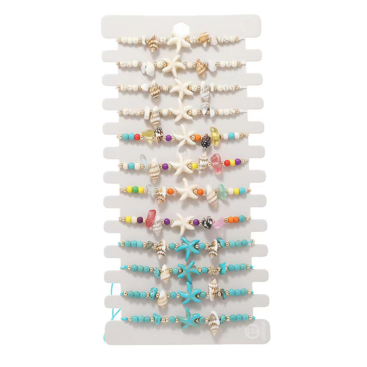 Amazon's best-selling irregular crushed stone starfish and conch woven bracelet, summer beach and ocean style adjustable bracelet Item Picture