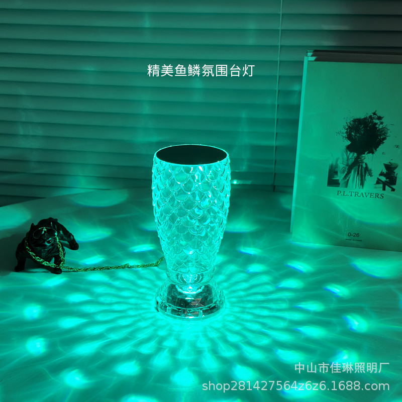 Crystal Table Lamp Bedroom New Fishscale Petal Table Lamp Network Red Atmosphere Bed Romantic Petal Water Drop Night Light
