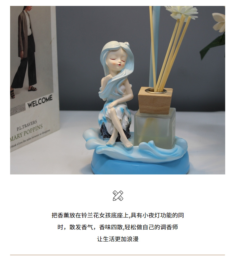 Lily of the Valley Girl Aromatherapy Night Light Birthday gift, Bedside ambient light, Flameless aromatherapy for girls as a festival gift pic 8