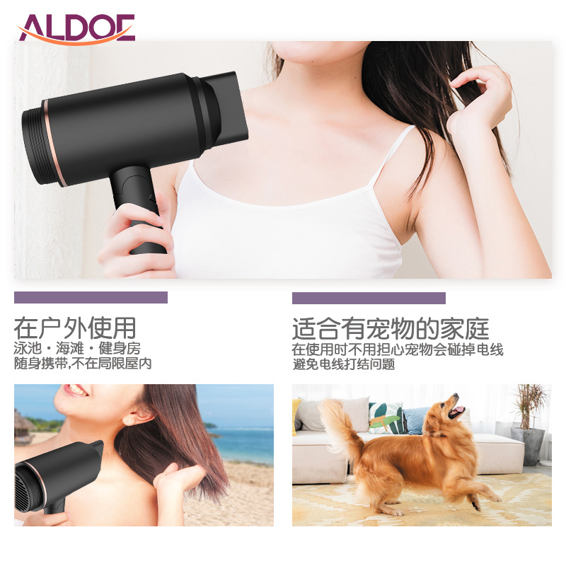 Wireless charging foldable hair dryer manufacturer wholesale household hair dryers cross-border USB charging hair dryers details Picture