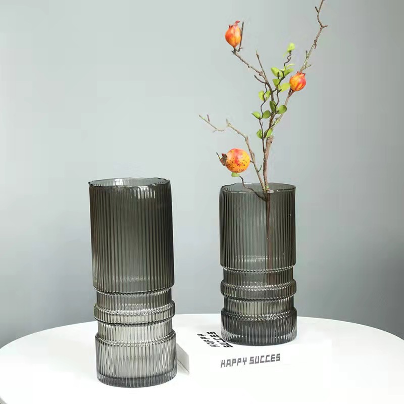 Nordic Light Luxury Art Vertical Glass Vase Primary Color Creative Living Room Table Bedroom Home Decoration Flower Arranger Specification drawing