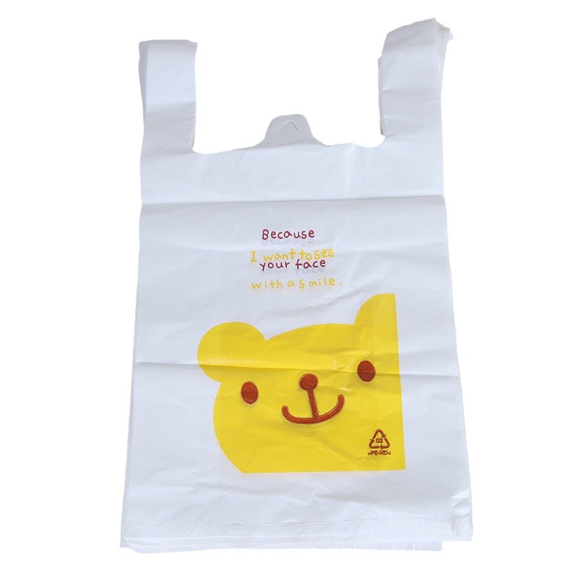 Plastic vest bags, transparent smiling face bags, food supermarket shopping vest bags, thickened convenient takeout packaging plastic bags Item Picture