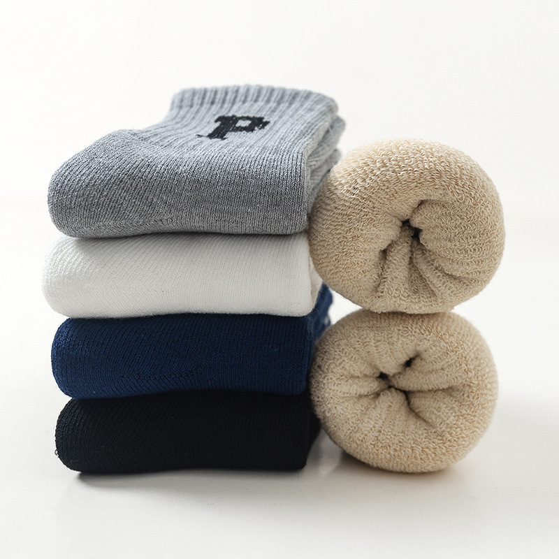 Calcetines para niños otoño invierno letras para niños y niñas protección contra el frío y el calor más peludo y engrosado calcetines de toalla para bebés Specification image