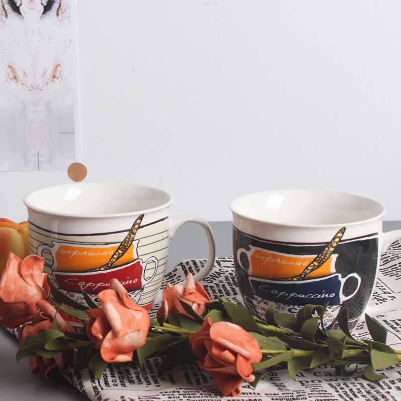 Manufacturers Directly Supply European Ceramic Coffee Mug Mug European Office Drinking Water Afternoon Tea Cup Creative Cup Specification drawing