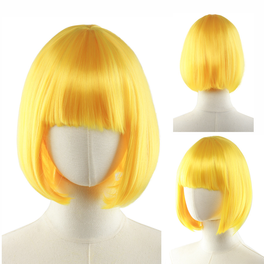 Cos动漫假发彩色短直发 工厂批发波波头彩色假发 学生头假发详情7