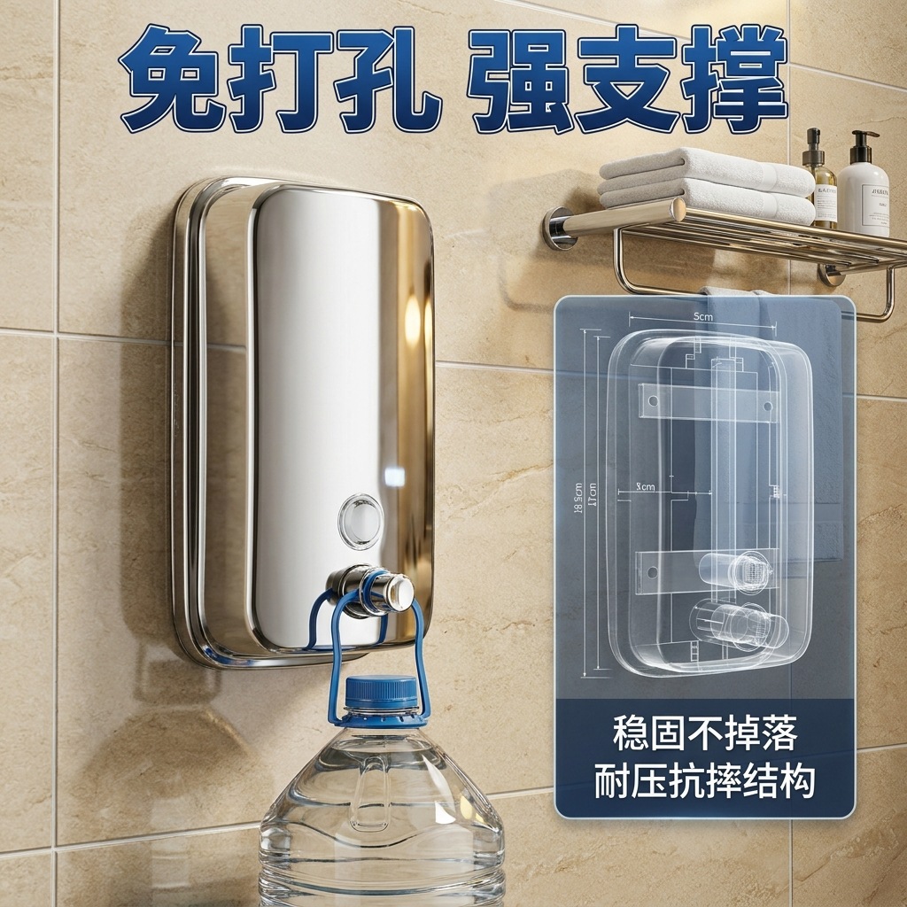 酒店商用不锈钢皂液盒卫生间壁挂皂液器厨房浴室手动按压洗手液盒详情13