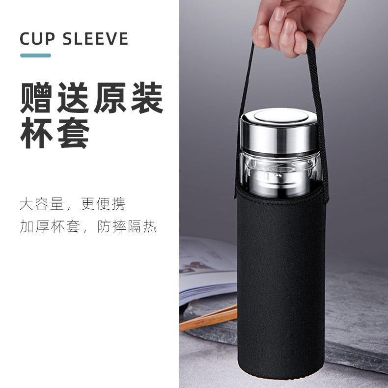 Super-large capacity 1000ml double-layer glass cup, high-temperature resistant and explosion-proof outdoor water cup, men's transparent tea brewing cup with lid Application Scenario
