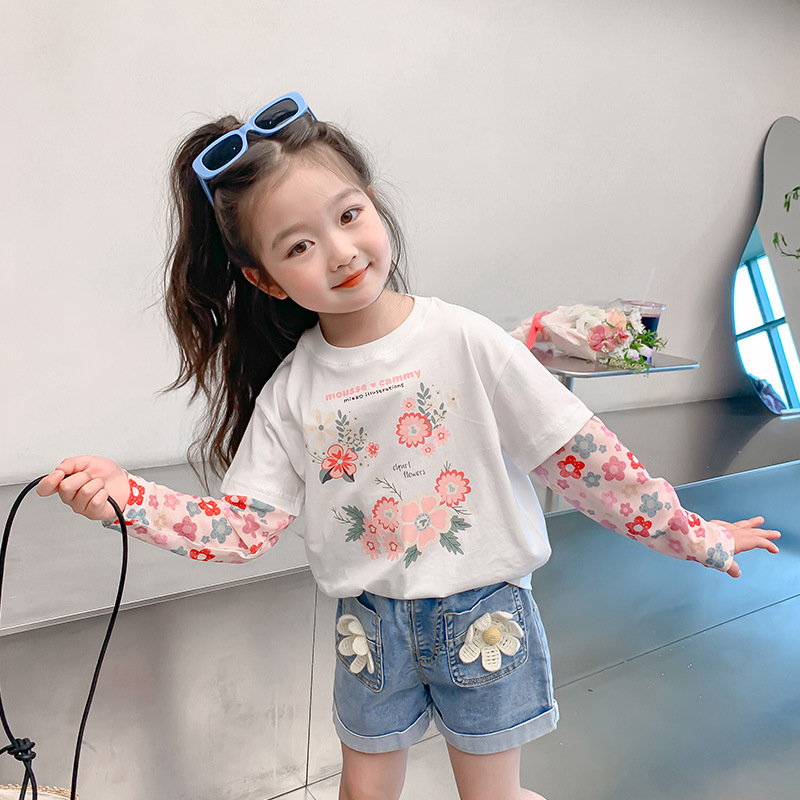 Niña camiseta de verano 2024 nuevo estilo mujer bebé vestido de verano manga de hielo ropa superior protector solar repelente de mosquitos T niños manga corta vestido de verano Application Scenario