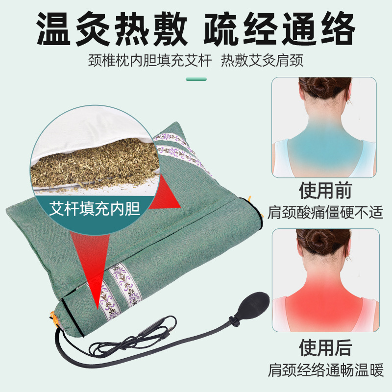 Electric Heating Wormwood Pillow Household Moxibustion Pillow Neck Traction Special Cervical Pillow Manufacturers Wholesale Application Scenario
