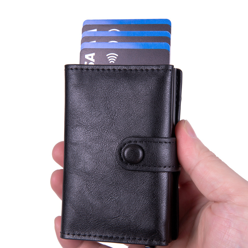 New Metal Automatic Pop-Up Card Case, Men's And Women's Card Holder, Anti-Demagnetization Card Box, Wallet And Coin Purse Zipper Item Picture