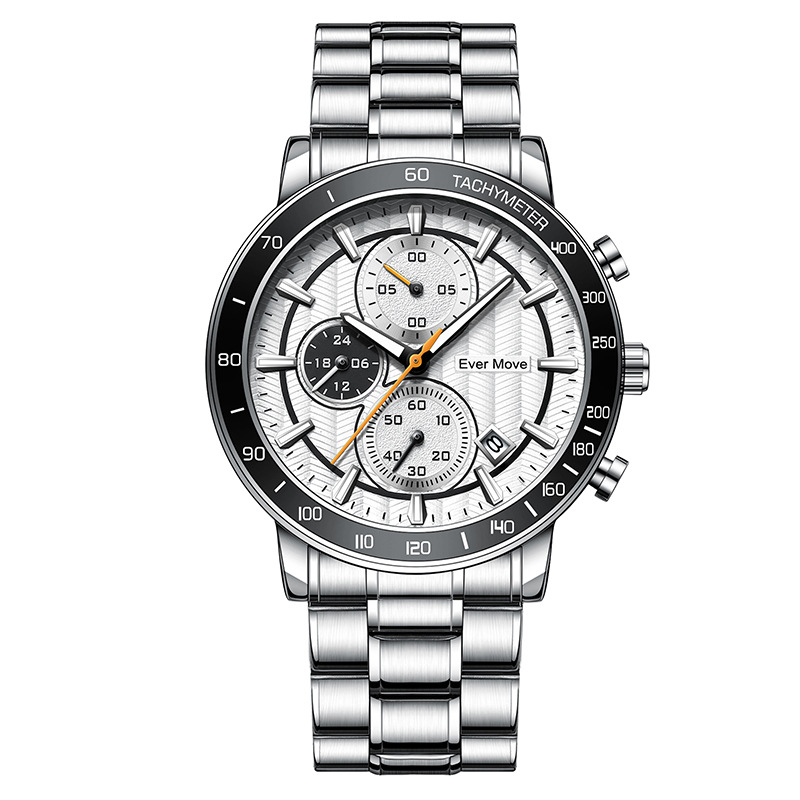 One-piece delivery of wave-patterned genuine nail six-hand business men's watches, stainless steel strap waterproof quartz watches Application Scenario