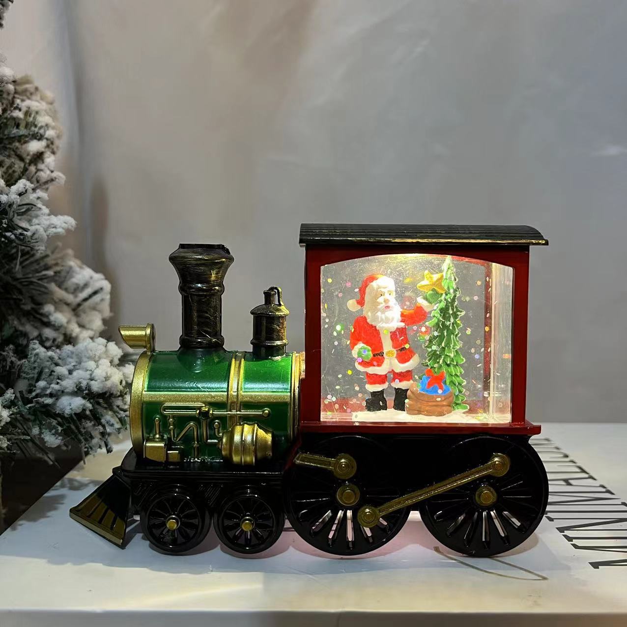 Cross-Border New Christmas Party Gift Christmas Gift Accompanied By Gift Waterflood Train Thomas Train Car Application Scenario