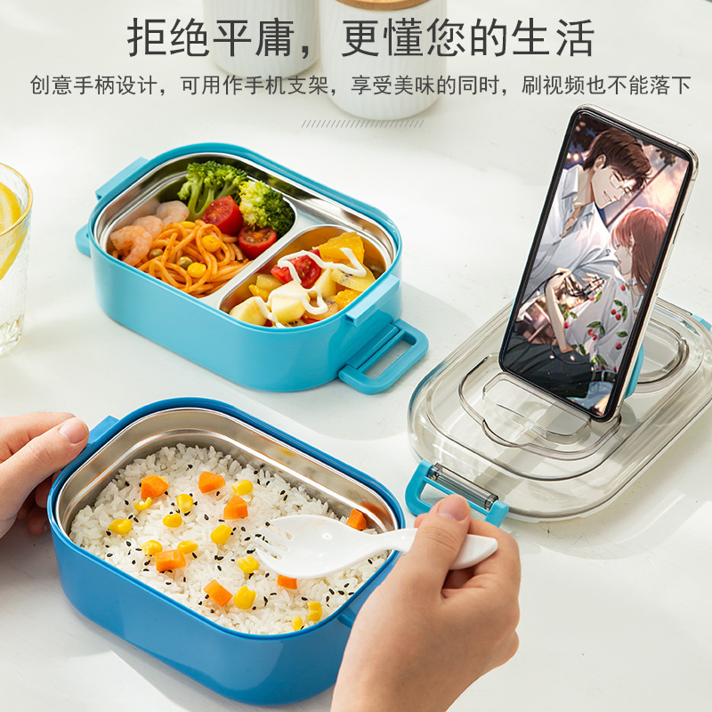 INS网红双层饭盒/微波炉加热便当盒/密封防漏上班/学生户外午餐盒/安全可靠耐用/便携易清洗/精致时尚百搭/绿色健康无污染/质量保证放心用/实惠性价比高产品图
