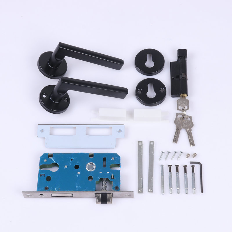 Wooden Door Bedroom Door Lock Round Pressure Lock Interior Door Lock Black Aluminum Alloy Hand Lock Door Lock Mute Lock Handle Specification drawing