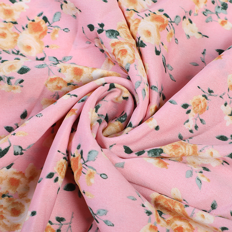 Spring And Summer New Foreign Trade Polyester Large Floral Printed Fabric Korea Silk Clothing Shirt Printed Fabric In Stock Application Scenario