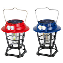 New solar camping light outdoor multi-functional rechargeable lamp portable lighting flashlight camp light wholesale