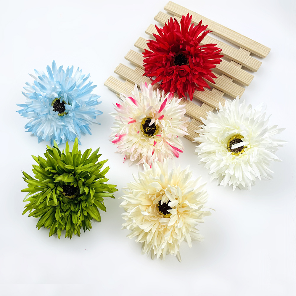 仿真拉丝菊花头 diy汉服头饰簪花材料包婚礼堂布景摄影花艺小摆件