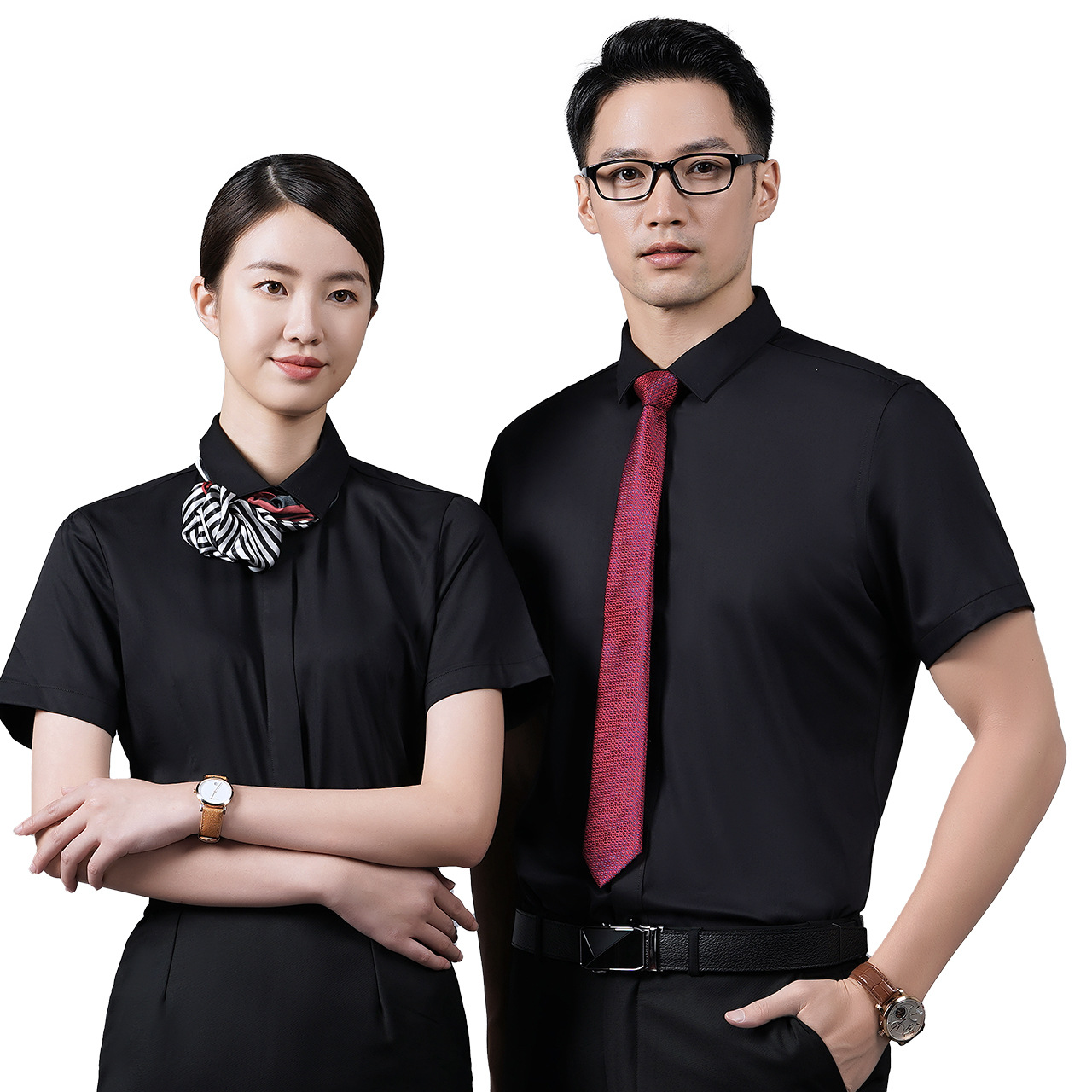 Chaqueta de fibra de bambú verano absorción de humedad transpiración hombres camisa de manga corta hombres antibacteriano sin escaldado negro hombres y mujeres transpirable hermoso Item Picture