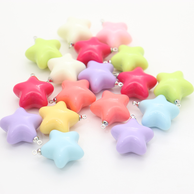 Factory direct sales of acrylic star pendants, cream resin necklaces, keychains, stationery, children's diy accessories
