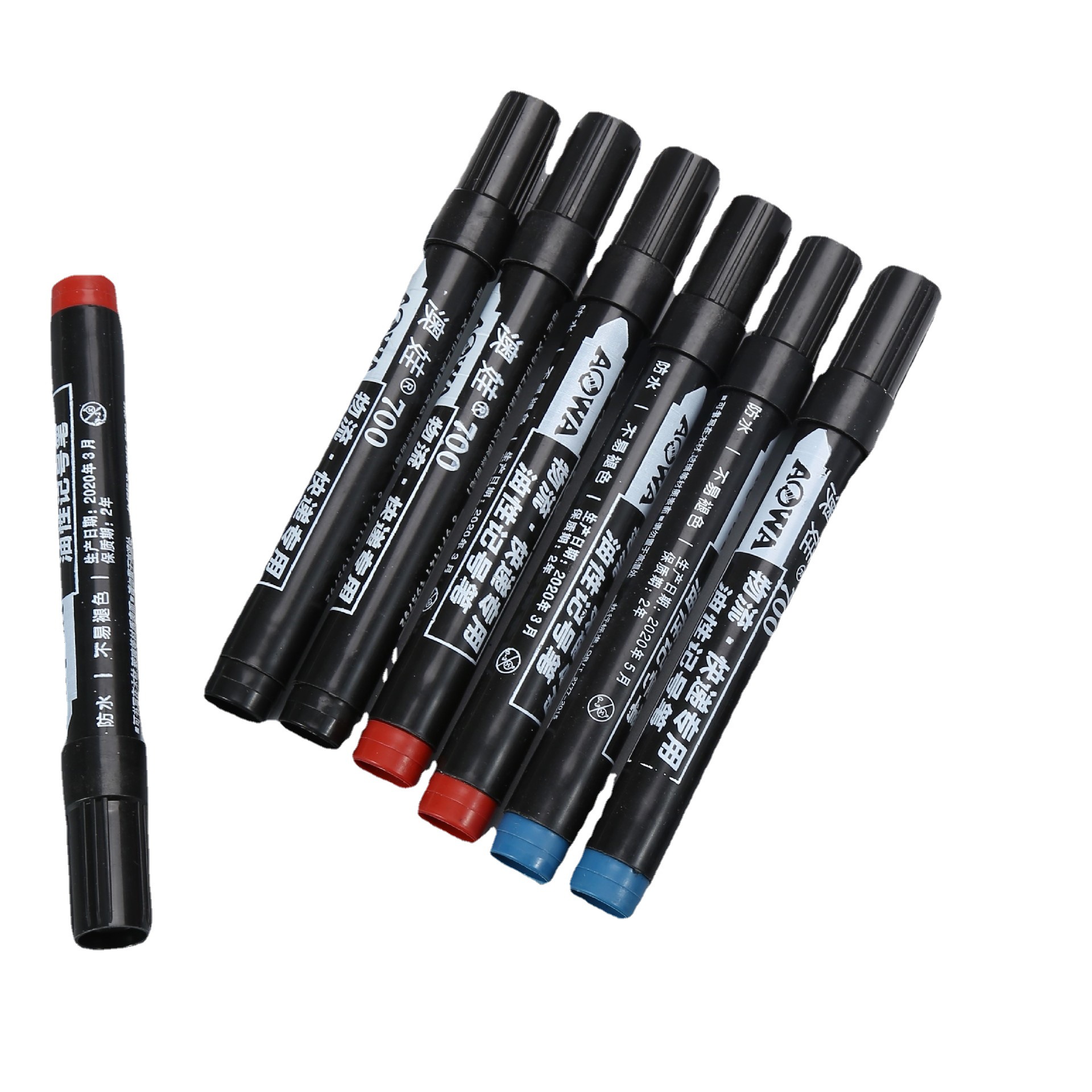Oil-based waterproof marker pen box set, color quick-drying, large capacity, large head pen, thick tip, non-erasable, thickening type, line drawing pen Item Picture