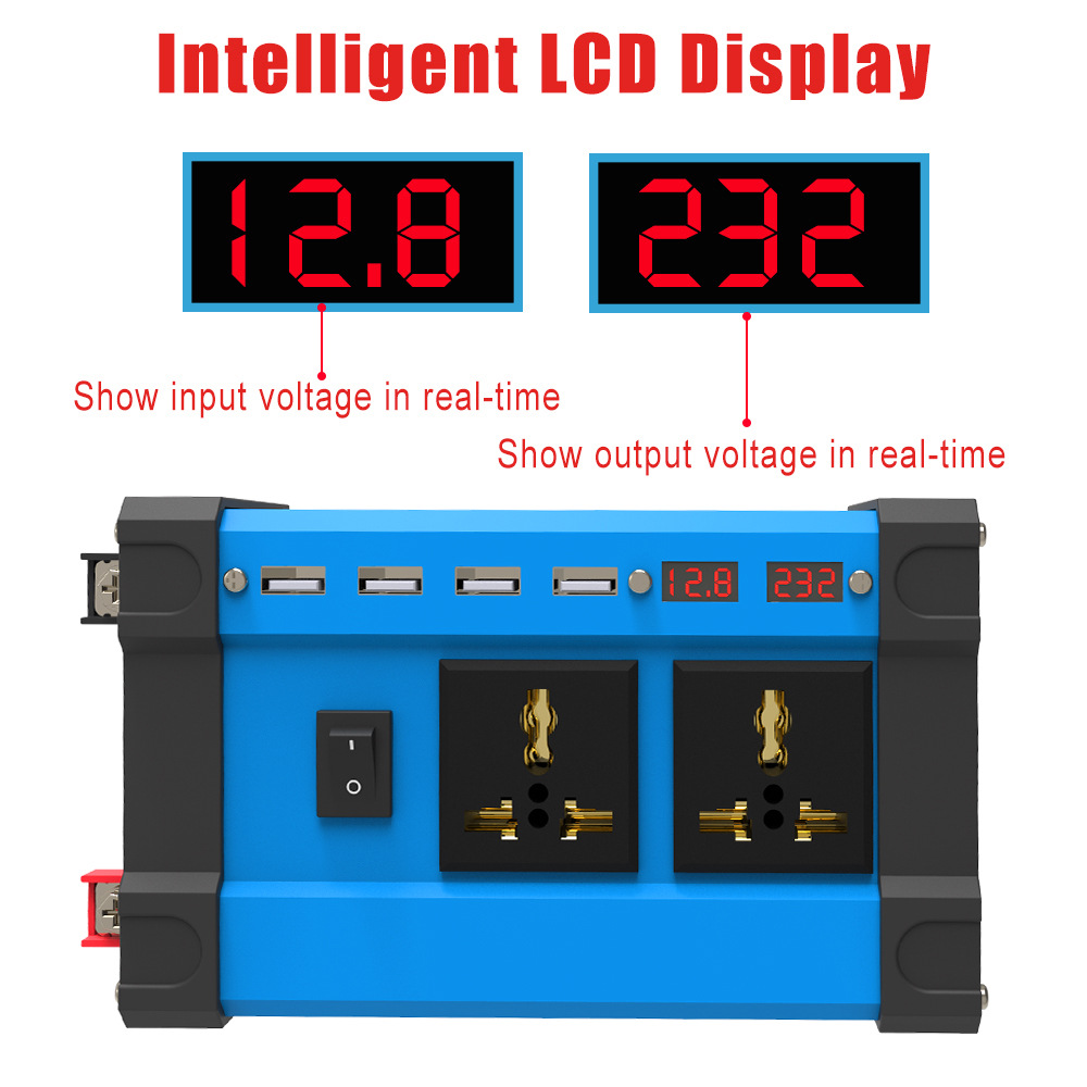 Inverter 300W cross-border converter 12V to 220V110V smart LCD dual display 4USB4.2A fast charging pic 11