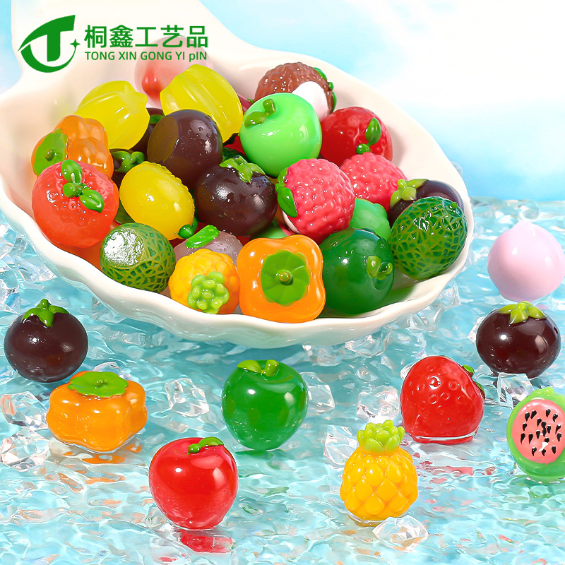 仿真水果食玩迷你小水果玩具公仔DIY冰箱贴实色水果桌面车载摆件