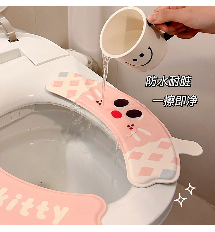 可爱马桶垫EVA四季通用防水马桶坐垫卡通粘贴式马桶圈家用坐便垫详情4
