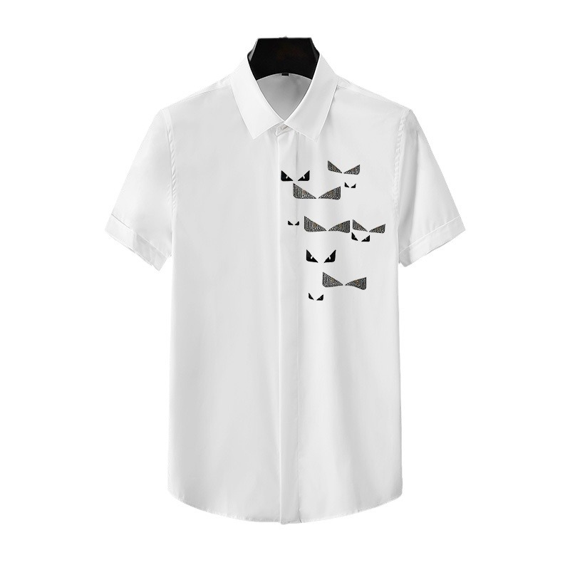 衬衫/丝绸中式男/衬衣男士长袖休闲/工作衬衫/夏威夷衬衫定制白底实物图