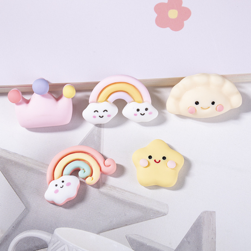 New Katong cute Rainbow star Dumpling resin accessories diy cream glue phone case patch accessory material Specification image
