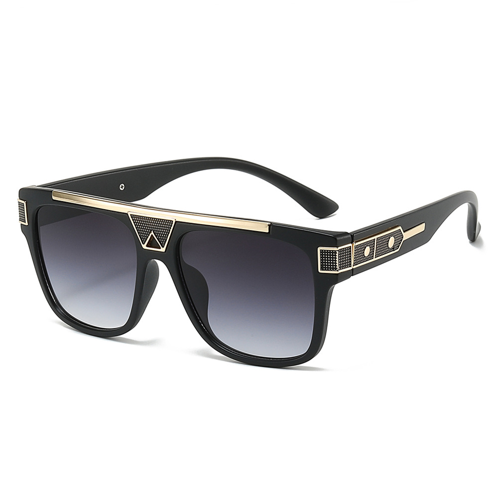 New large-framed trendy sunglasses for men and women, retro and modern casual sunglasses, cross-border versatile street style glasses details Picture