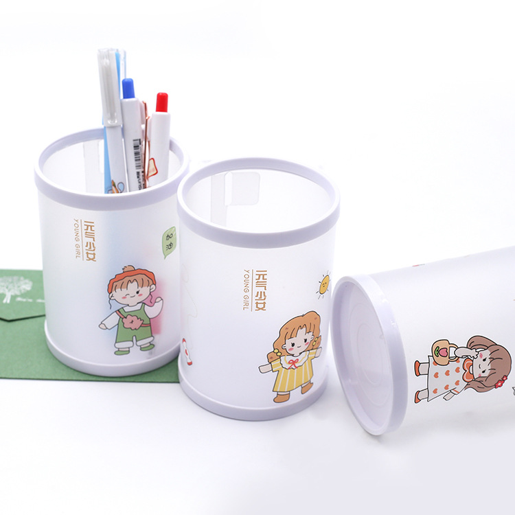 Rui Xiang Creative Pen Holder Nordic Personality Storage Sealed Round Rotary Cute Small Fresh Assembly Simple Pen Holder Specification drawing