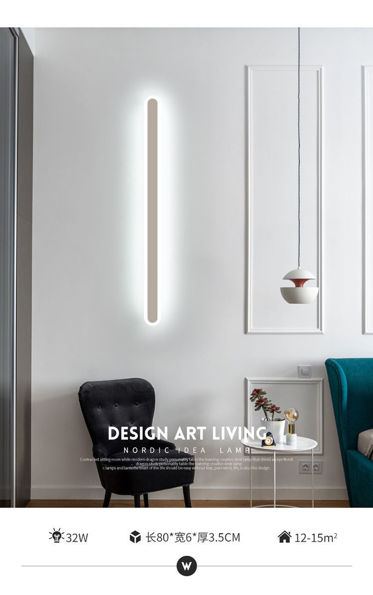 Nordic minimalist long strip bedroom bedside wall lamp, modern LED background wall, TV wall, living room, staircase, corridor wall lamp pic 12