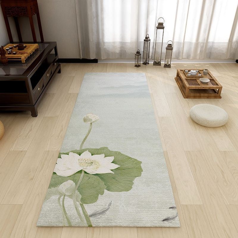 Modern Chinese-style lotus large prayer mat for home bedroom, long prayer mat, smooth crystal velvet large-sized lotus carpet Application Scenario