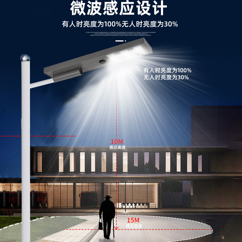 Cross-border integrated solar street lamp outdoor waterproof rural project led lighting 6-meter microwave sensor street lamp details Picture