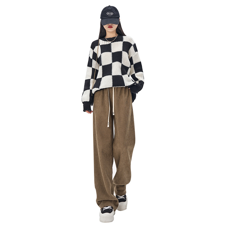 Chenille Wide Leg Pants Women's Autumn And Winter Wear With Fleece Pants Corduroy Pants Straight Pants Women's Casual Pants Item Picture
