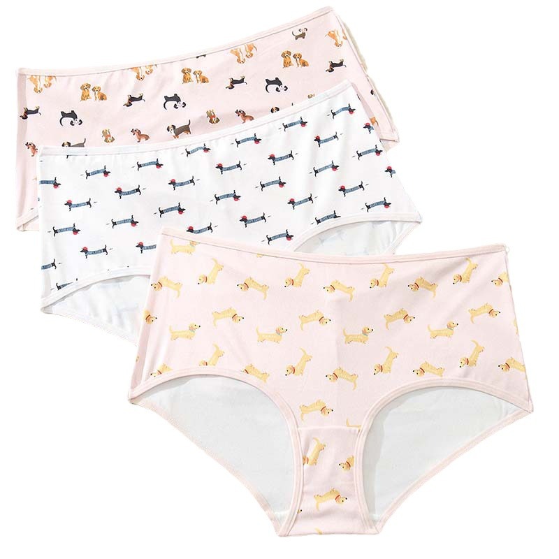 YANNI2024 Summer New Cross-border Underwear for Women, featuring a cute puppy pattern, breathable pure cotton crotch lift, quick-drying, comfortable and sporty high-elasticity women's underwear, available for wholesale on Amazon Item Picture