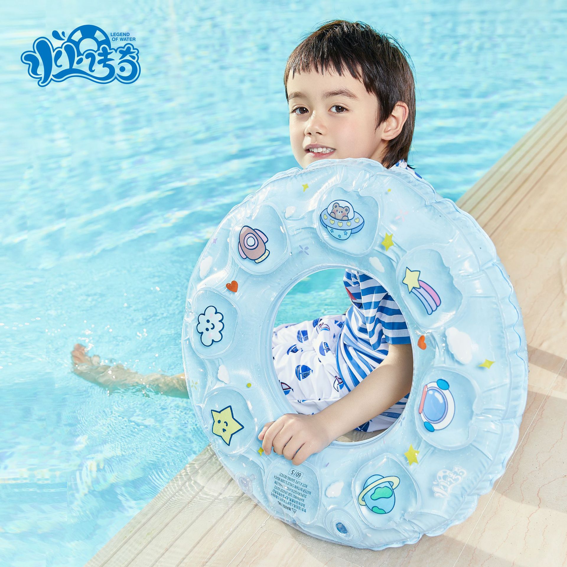 Manufacturers Spot Double Air Bag Crystal Swimming Ring Children's Thickened Cartoon Water Inflatable Toy Swimming Ring 50~90#
