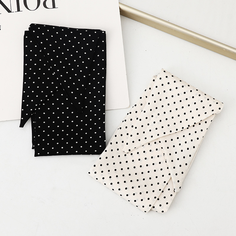 Polka Dot Small Silk Scarf Women's South Korea Spring Summer Printed Tie Bag Silk Scarf Long Senior Sense Tie Hair Streamer Headband Wholesale Specification drawing