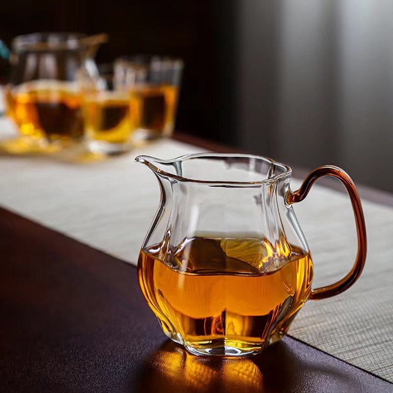 日式瓜棱公道杯高硼硅玻璃杯高端公杯分茶器泡茶功夫茶具茶海茶杯