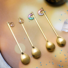 不锈钢餐具勺子叉子 创意星月饰品咖啡勺甜品叉家用厂家批发现货