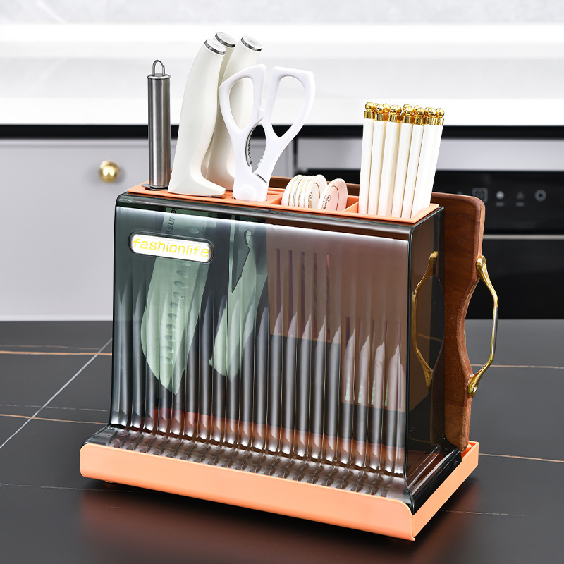 Kitchen pot lid rack, knife countertop storage rack Application Scenario