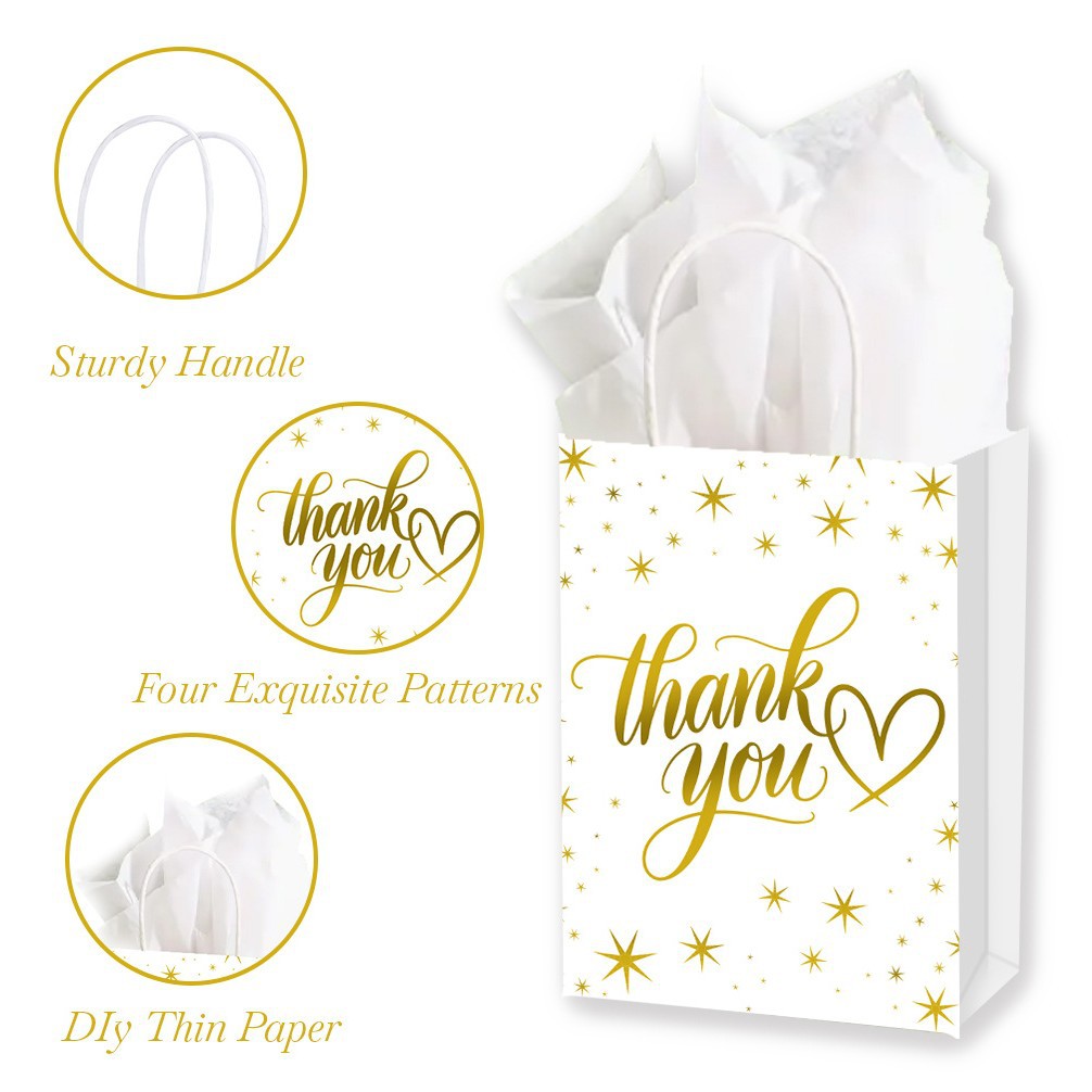 Cross-border thank-you gift bags with gold foil stamping and a high-end feel, hand-held kraft paper bags, Thanksgiving and Christmas gift packaging bags Application Scenario