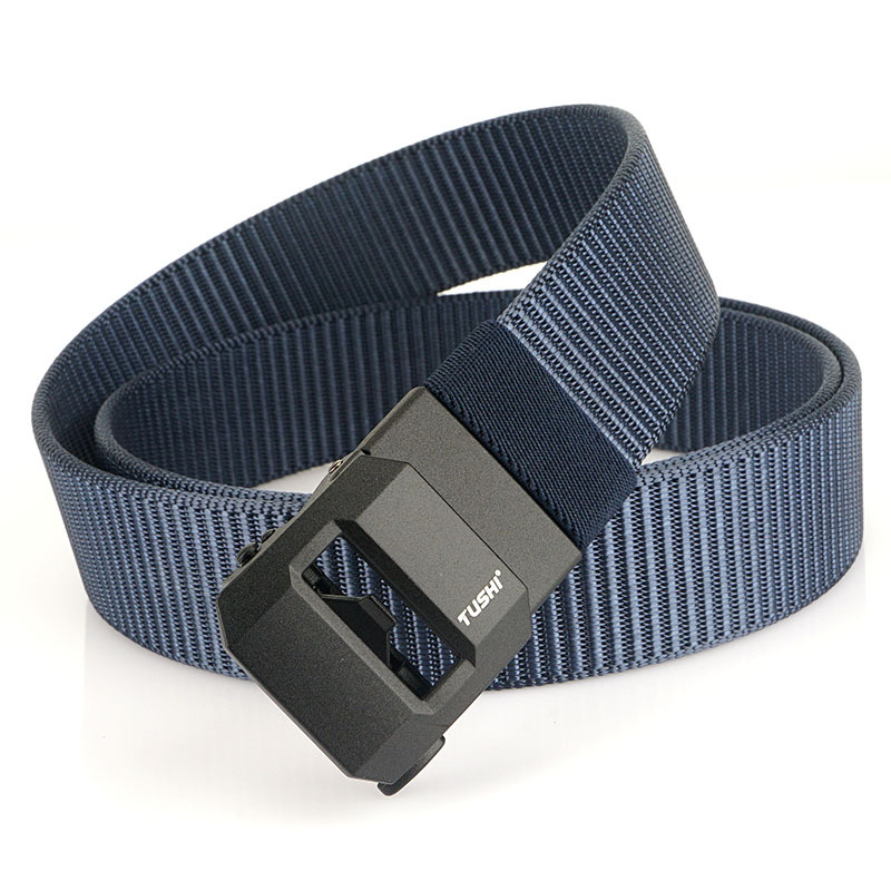Classic High-End Atmospheric Lengthened And Thickened Men's Tactical Nylon Belt Edentless Smooth Automatic Buckle Canvas Nylon Tide Specification drawing