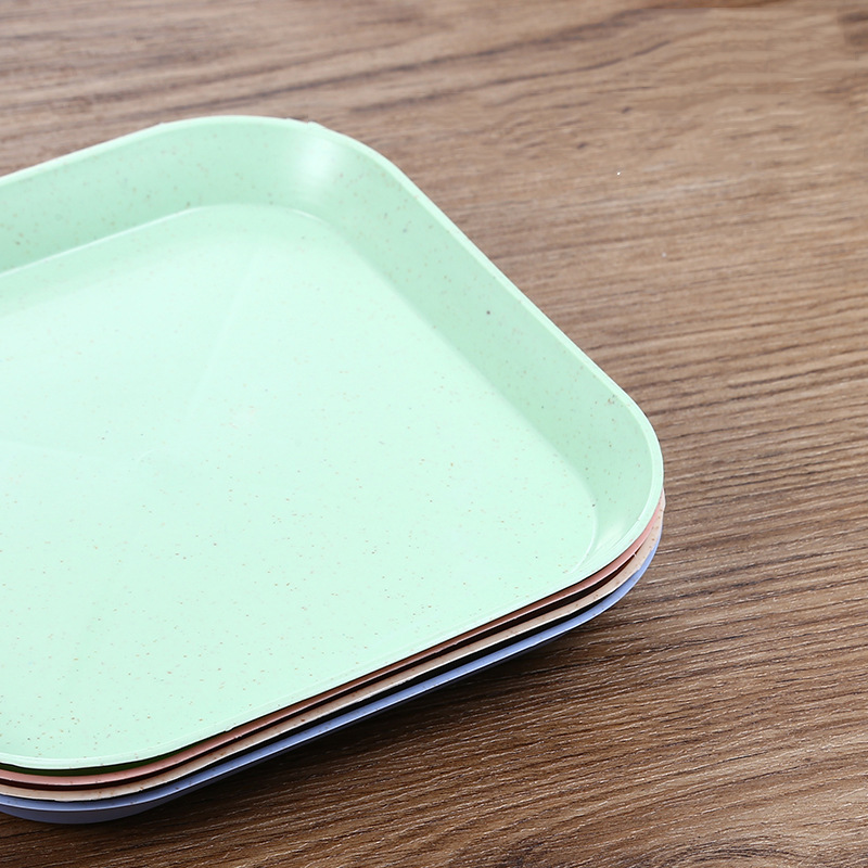 Wheat straw bone-spitting plate, bone-spitting plate, square dried fruit and fruit snack plate, seasoning plate, plate details Picture